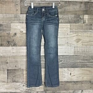 Squeeze Girls‎ Denim Blue Jeans Sequins Girls Size 8 short Stretch Distgressed